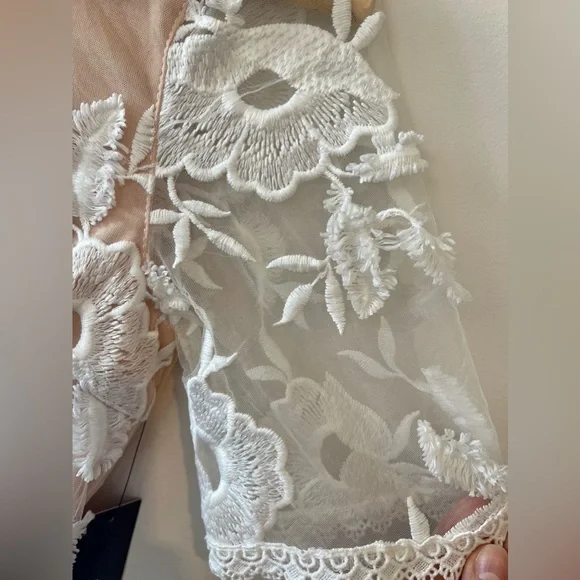 Lulu’s White and Nude Lace Midi Dress - Picture 8 of 11